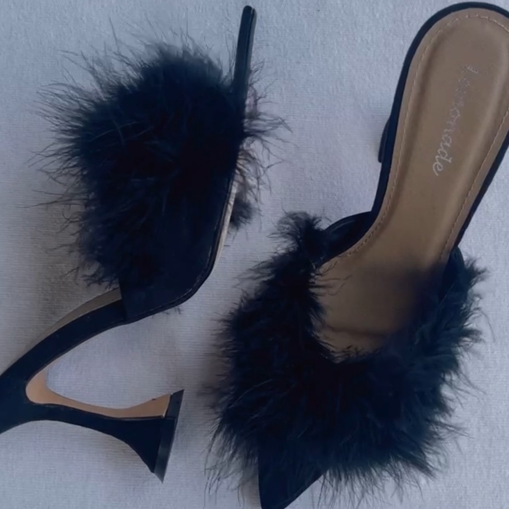 Lemonade Fluffy Abstract Heel Mules